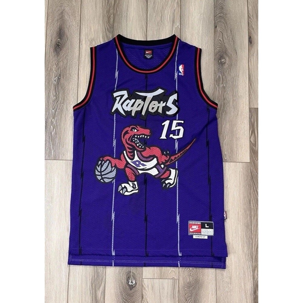 Vintage Nike Team Toronto Raptors #15 Vince Carter Basketball Jersey Purple Sz L